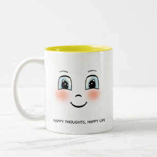 Taza Bicolor Cara feliz linda con texto personalizado
