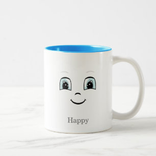 Taza Bicolor Cara feliz linda en blanco
