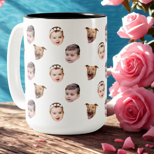 Taza Bicolor Cara personalizado, regalo familiar único 3 fotos