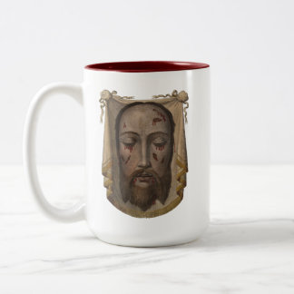 Taza Bicolor Cara sagrada de Jesús - Mug velo de Verónica