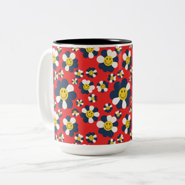 Taza Bicolor Cara Sonriente Patriota Retro (Anverso izquierdo)