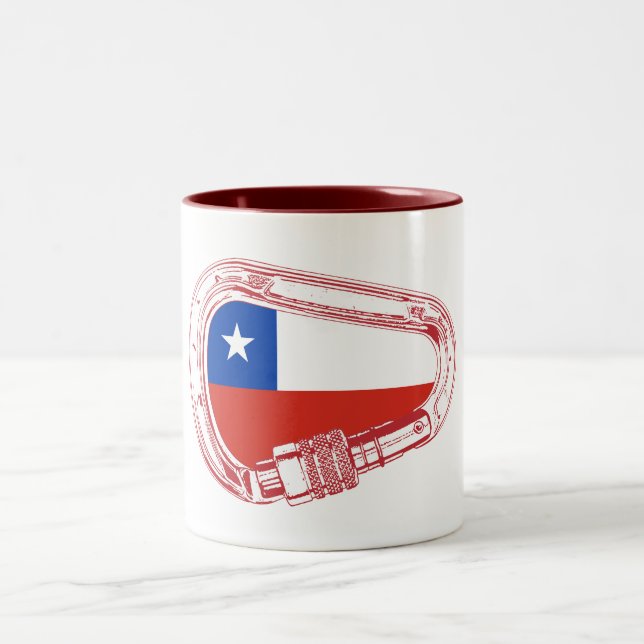 Taza Bicolor Carabiner de escalada con bandera de Chile (Centro)
