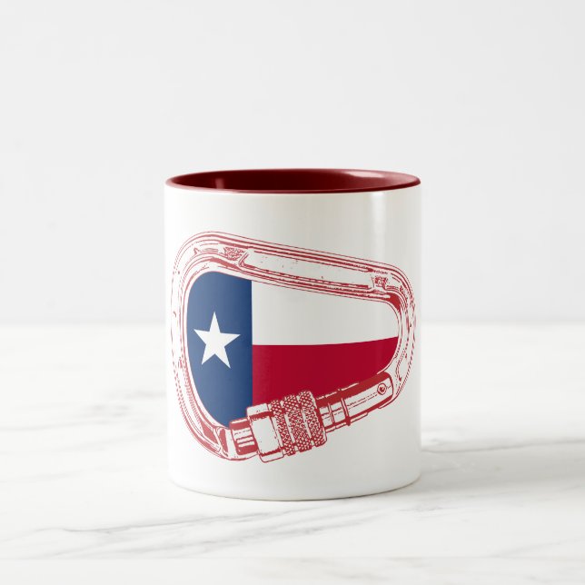 Taza Bicolor Carabiner de escalada de bandera de Texas (Centro)