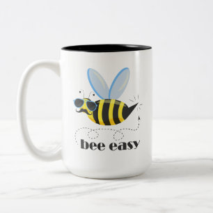 Taza Bicolor Carácter de abeja con gafas de sol bigote Bee Fáci