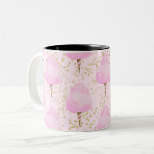 Taza Bicolor Caramelo de algodón rosado y chicas de moda lindos