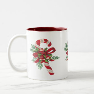 Taza Bicolor Caramelo de Navidad con cinta decorativa