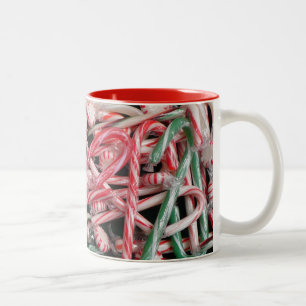 Taza Bicolor Caramelos de Bastón y Mentolados Navideños