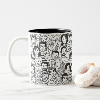 Taza Bicolor Caras de varias personas