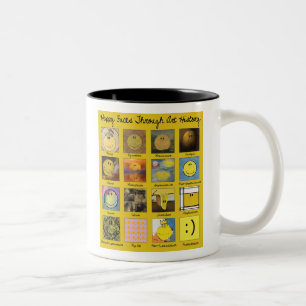 Taza Bicolor caras felices con historia de arte