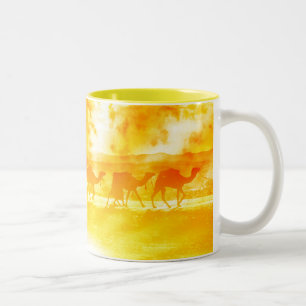 Taza Bicolor Caravana de camello desierto Mug cerámica de explo