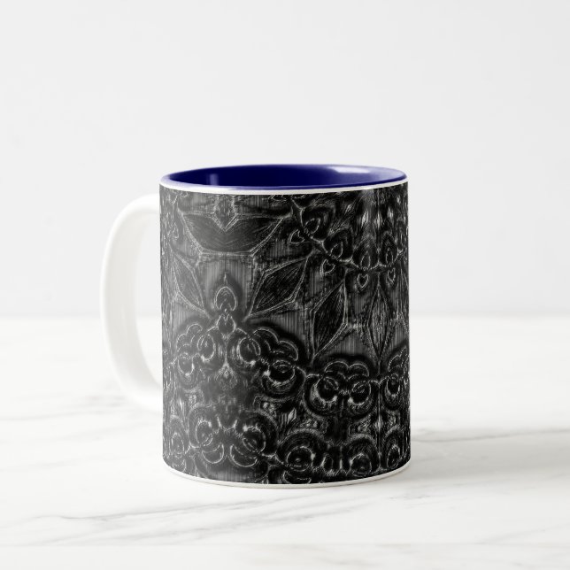 Taza Bicolor Carbón Mandala (Anverso izquierdo)
