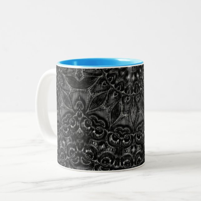 Taza Bicolor Carbón Mandala (Anverso izquierdo)