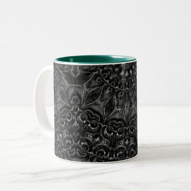 Taza Bicolor Carbón Mandala (Anverso izquierdo)