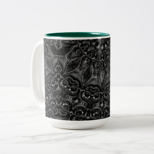 Taza Bicolor Carbón Mandala (Anverso izquierdo)