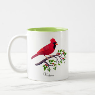 Taza Bicolor Cardenal rojo en rama de árbol