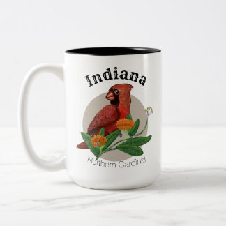 Taza Bicolor Cardenales del norte de Indiana con plantas nativa
