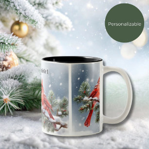 Taza Bicolor Cardenales navidades en la nieve 2 Mug