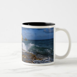 Taza Bicolor Caribe, San Martín, Acantilados en la playa de Cup