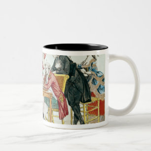 Taza Bicolor Caricatura del ajedrez que juega de Louis XVI