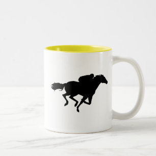 Taza Bicolor Carrera de caballos; amarillo