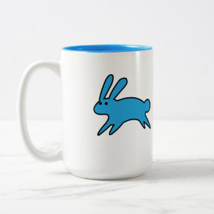 Taza Bicolor Carrera de café de dos tonos de conejo azul