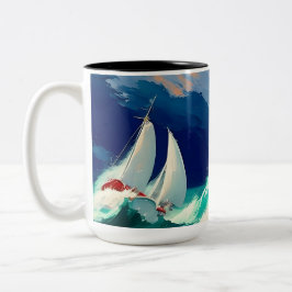 Taza Bicolor Carreras de veleros en los mares pesados