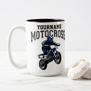 Taza Bicolor Carreras personalizada de moto-cruz sucia para cic