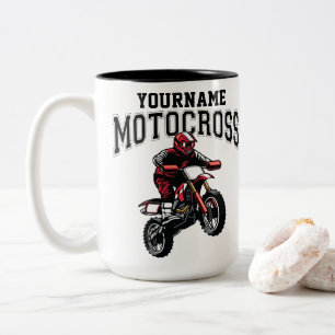 Taza Bicolor Carreras personalizada de moto-cruz sucia para cic