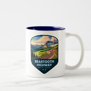Taza Bicolor Carretera Beartooth Montana Wyoming Escudo