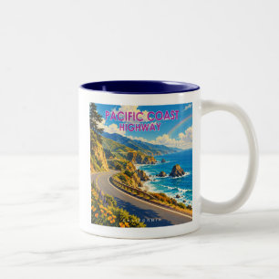 Taza Bicolor Carretera de la Costa del Pacífico Arcoíris