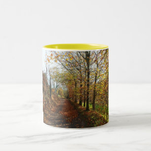 Taza Bicolor Carril de Jersey en otoño