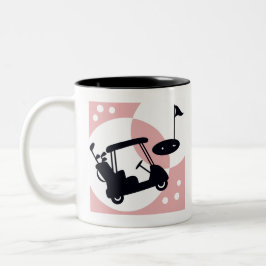 Taza Bicolor Carrito de golf retro en negro y rosa