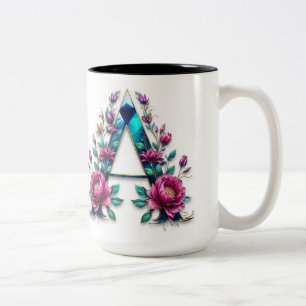 Taza Bicolor Carta A Café Mug - Diseño floral para regalo