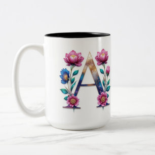 Taza Bicolor Carta A Café Mug - Diseño floral para regalo