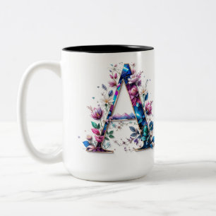 Taza Bicolor Carta A Café Mug - Diseño floral para regalo