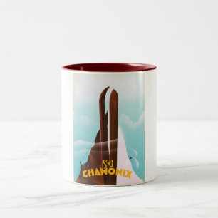 Taza Bicolor Cartel de esquí de Chamonix-Mont-Blanc