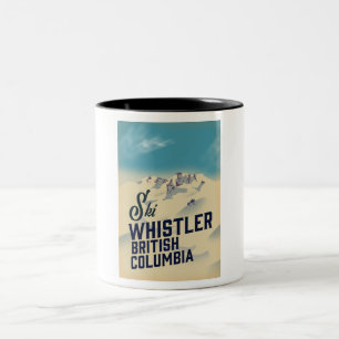 Taza Bicolor Cartel de esquí de Whistler, Vancouver, Columbia B