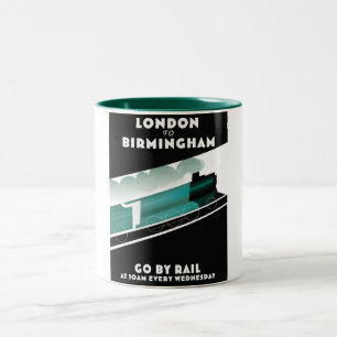Taza Bicolor Cartel de tren de Londres a Birmingham