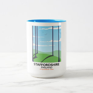 Taza Bicolor cartel de tren de Staffordshire Inglaterra