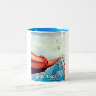 Taza Bicolor Cartel de vacaciones de Los Ángeles "ciudad de los