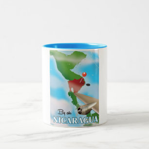 Taza Bicolor cartel de vacaciones de Nicaragua por avión