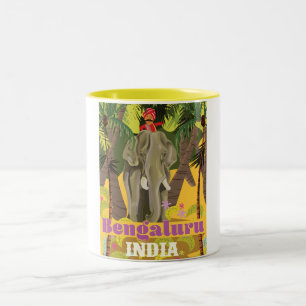 Taza Bicolor Cartel de viaje a Bangalore, India