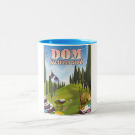 Taza Bicolor Cartel de viaje a Dom Suiza