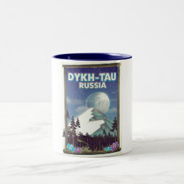 Taza Bicolor Cartel de viaje a Dykh-Tau Rusia.