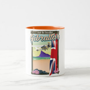 Taza Bicolor Cartel de viaje a Gibraltar Precioso