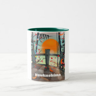 Taza Bicolor cartel de viaje a Itsukushima Japón