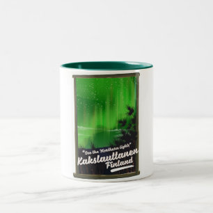 Taza Bicolor Cartel de viaje a Kakslauttanen Finlandia
