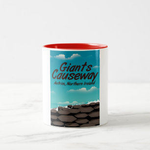 Taza Bicolor cartel de viaje a la Calzada del Gigante de Irland