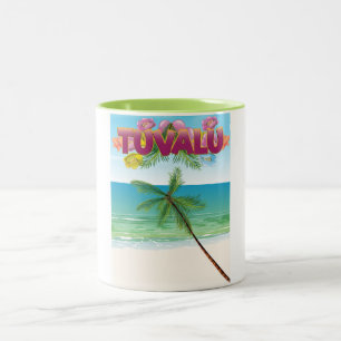 Taza Bicolor Cartel de viaje a la isla Tuvalu