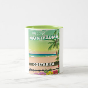 Taza Bicolor Cartel de viaje a la playa Montezuma Costa Rica